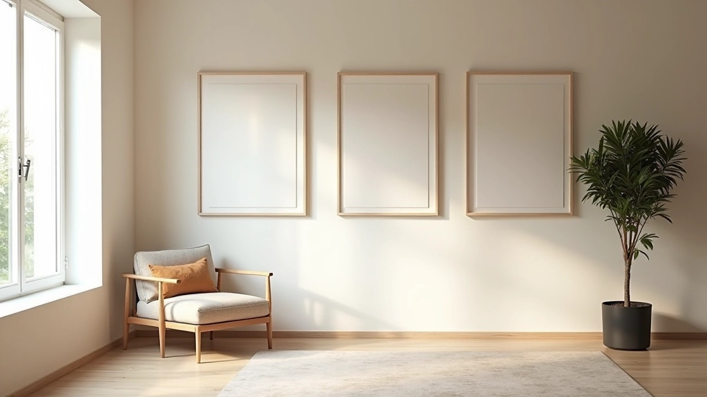 Espacio de exposición residencial con cuadros cuidadosamente colgados y mobiliario contemporáneo